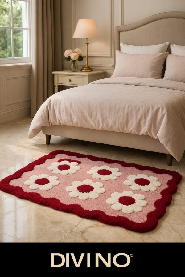 Pink Daisy Floral Tufted Bath Mat – 20×32"