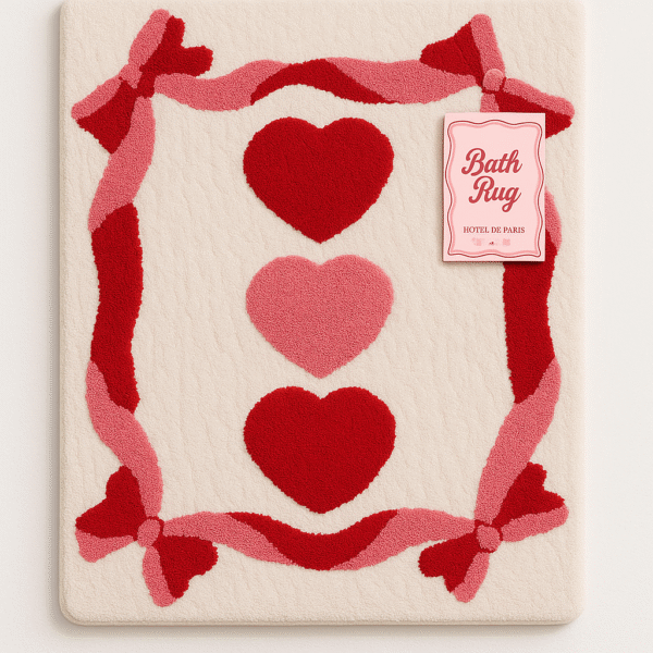 Premium Heart-Shaped Pattern Rug for Bathroom & Bedroom Premium Heart-Shaped Pattern Rug for Bathroom & Bedroom